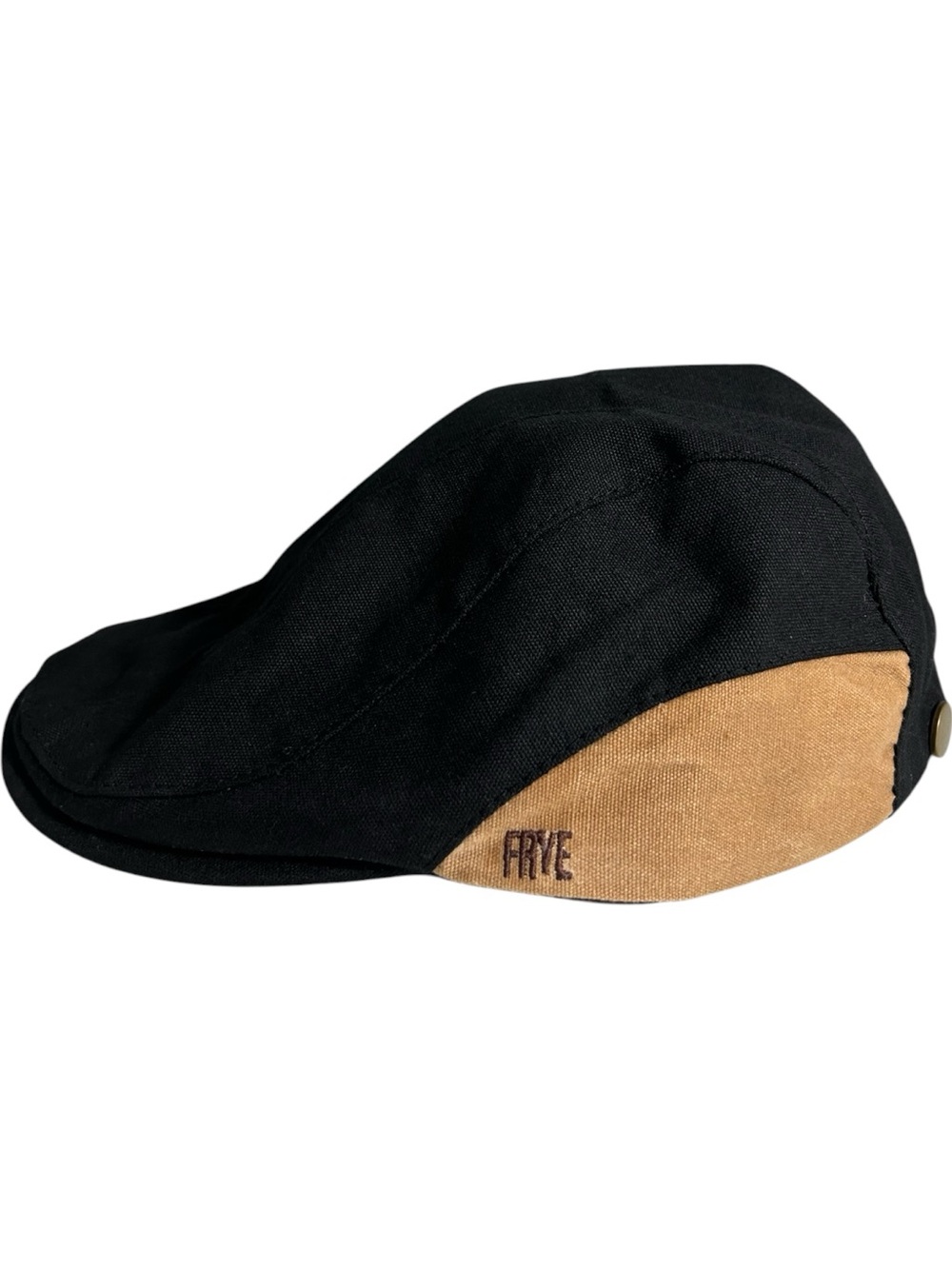 NEW Frye Flat Cap Black & Brown Cabbie Hat NewsBoy Unisex